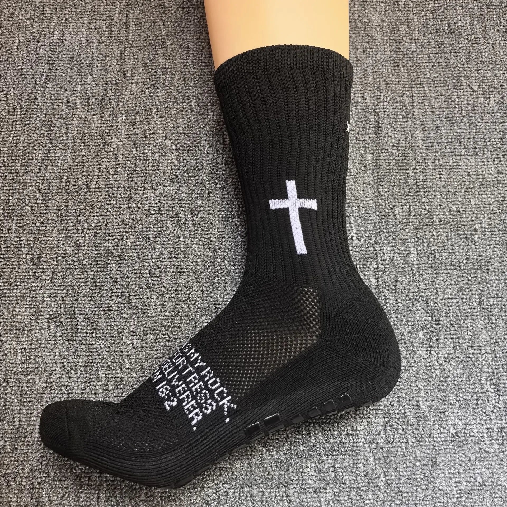 Sports Casual Socks Cross Printed Non Slip Football Socks Professional Outdoor Game Training Socks Breathable Comfortable Socks